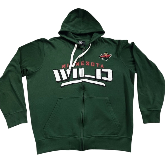 NHL Minnesota Wild Green Hockey Full Zip Hoodie Sweatshirt XL - Picture 1 of 4